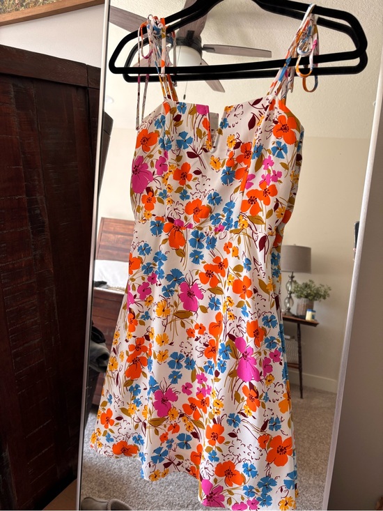 Lola Grace Dresses & Skirts - Summer Floral Tie-Strap Sundress - White with Orange, Pink & Blue Flowers